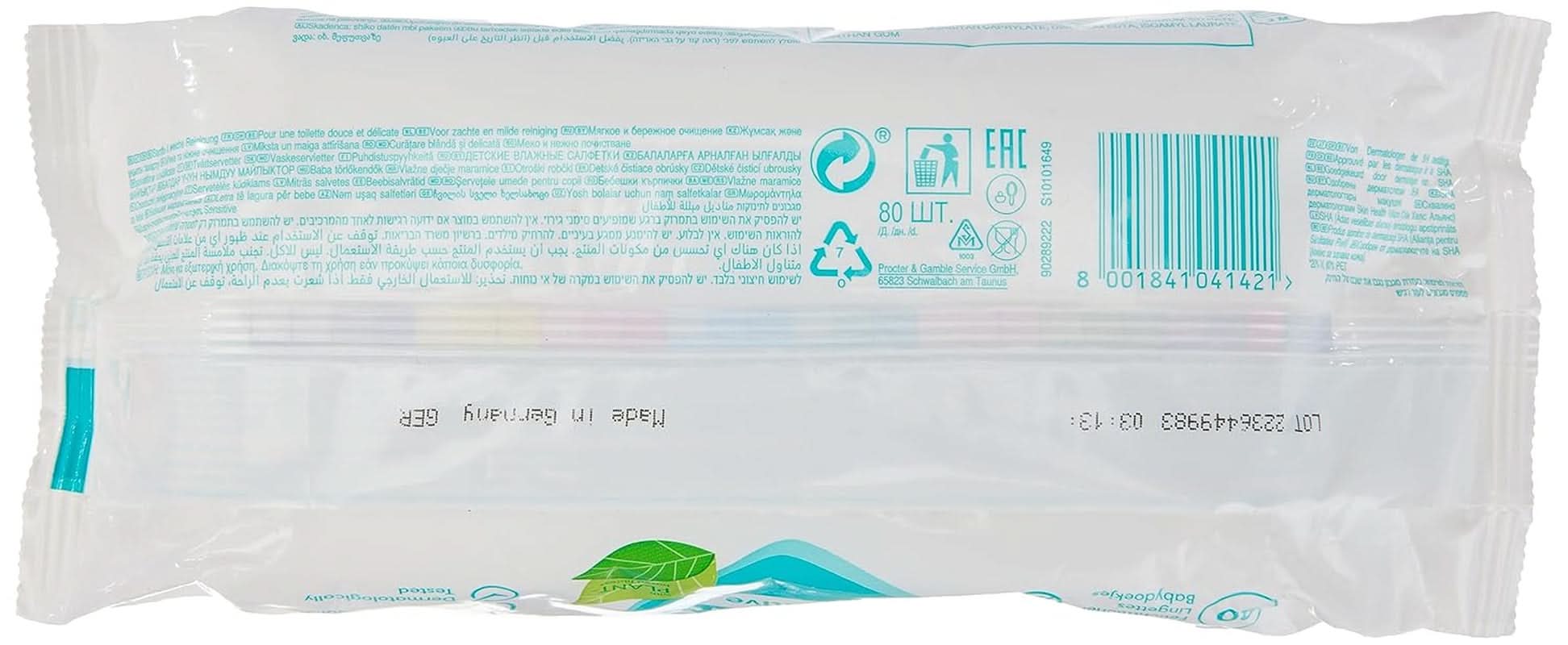 Pampers Sensitive vådservietter, 80 servietter Baby Wet Wipes Naty Shop