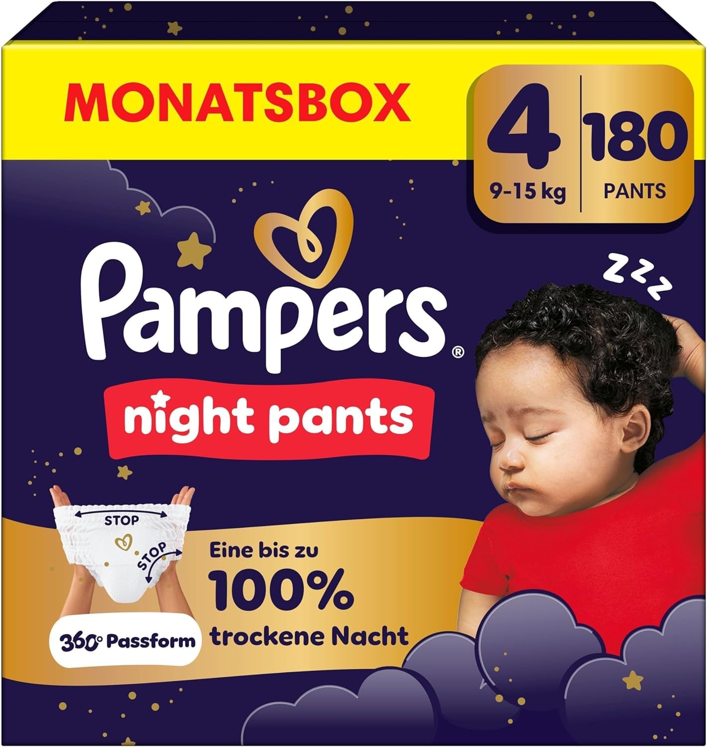 Pampers Night Pants størrelse 6 bleer, 138 stykker, 13kg-19kg, giver ekstra beskyttelse hele natten.