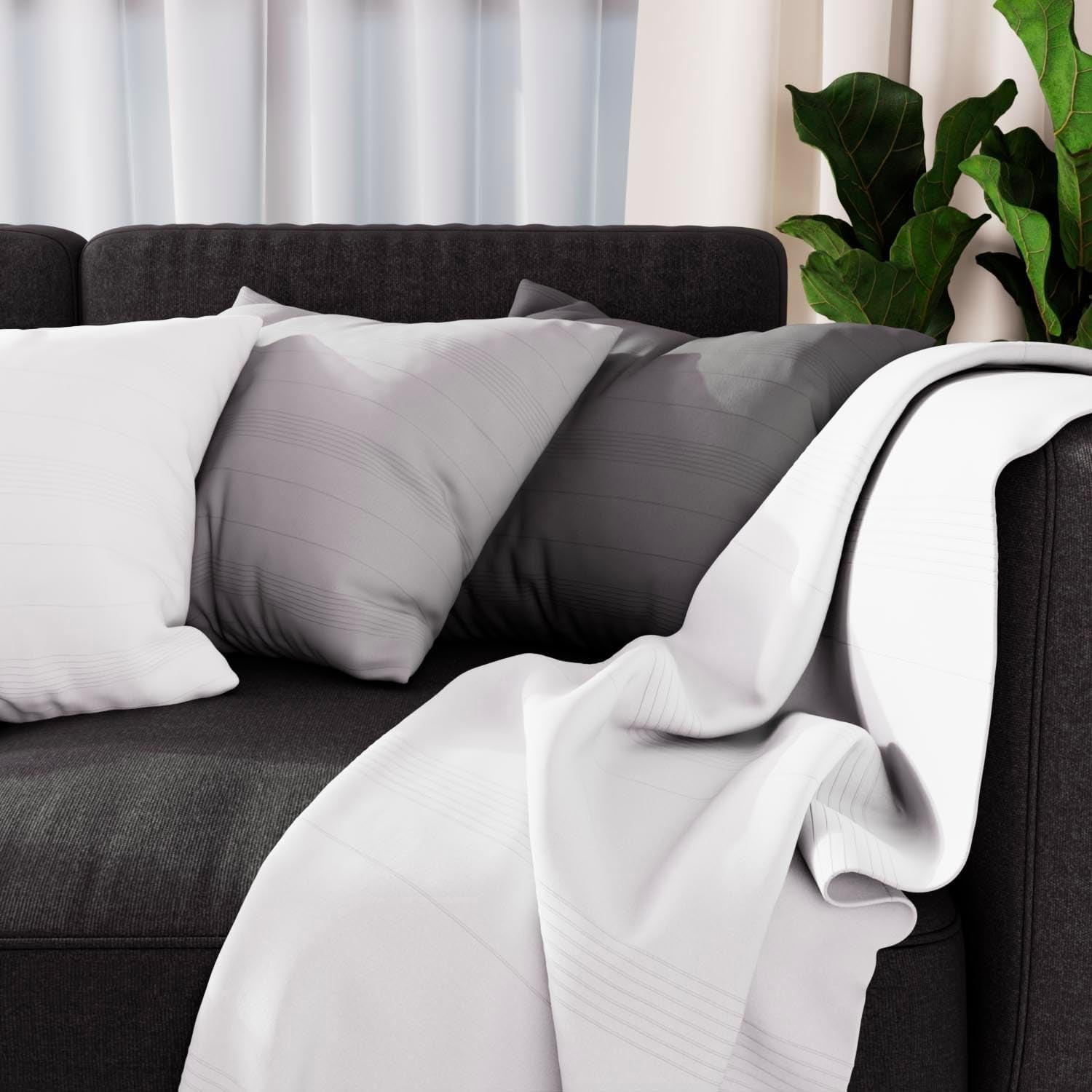 Soleil D'Ocre Adele Plaid, smidt fra lænestolen, Polycoton, Grå, 140 X 200 Cm Senge og tæpper Besuche den Soleil d'ocre-Store Hvid 140 X 200 Cm