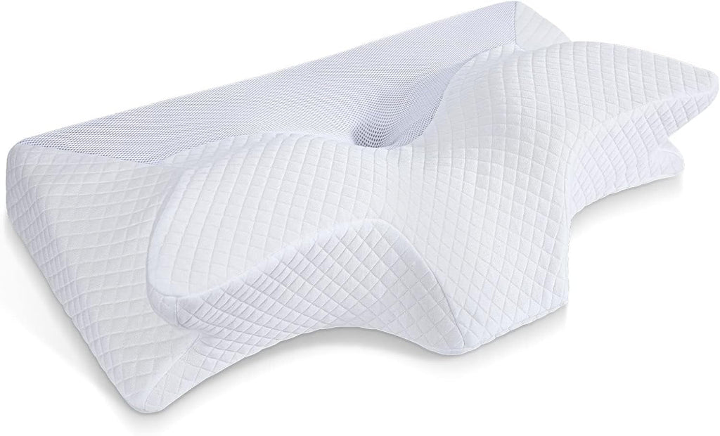 Pernă ortopedică din spumă de memorie pentru susținerea gâtului pernă pentru coloana cervicală Pernă ergonomică pentru dureri de spate, laterale și abdominale, 70X40X8.5/14Cm Perne ortopedice cervicale Naty Shop Alb 70*40*8.5/14.5Cm