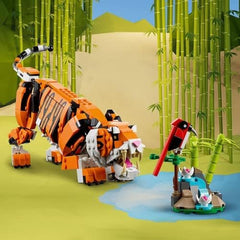 LEGO 31129 Creator Majestic Tiger, Panda eller Fish 3-i-1 Dyrefigursæt Legetøj til børn Drenge og piger Dyrebyggelegetøjsbyggesæt Besuche den LEGO-Store