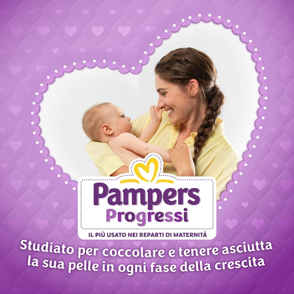 Pampers Progressi & Fit Prime Midi bleer, kort format, 162 bleer, str. 3 (4-9 kg), online medlemskab af fitnesscenter i 1 måned som gave