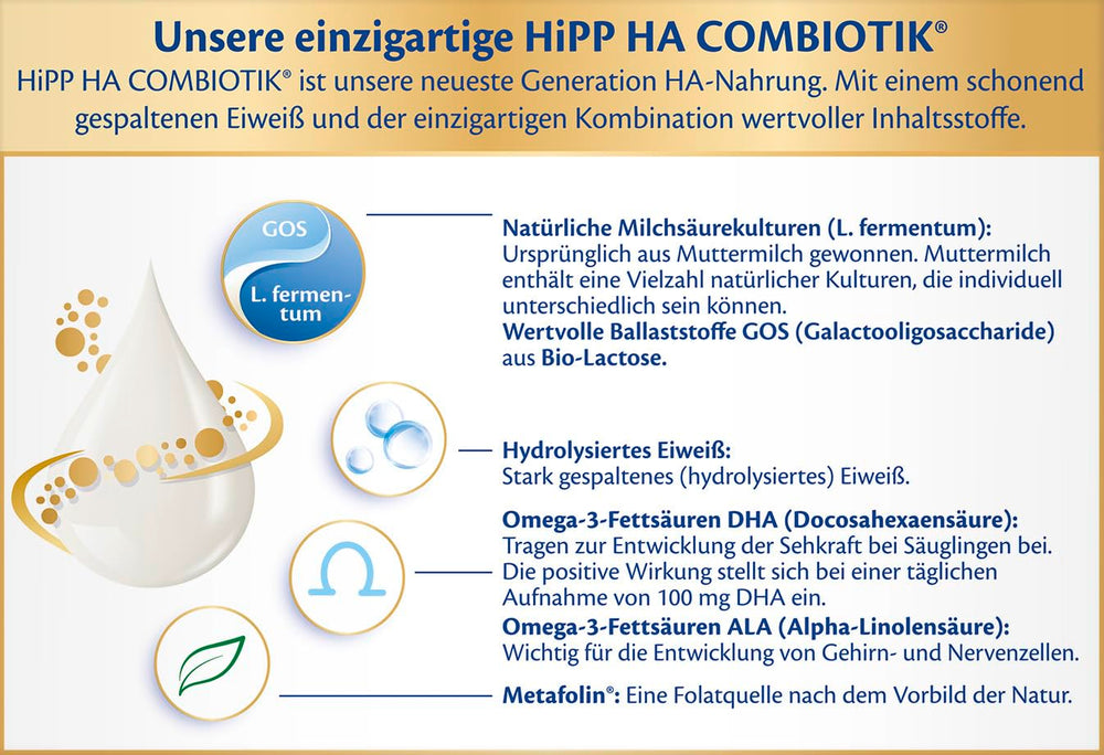 HiPP HA 2 Combiotik (4 x 600 g) - Opfølgningsformel efter 6 måneder, med naturlige kulturer af mælkesyre, værdifulde kostfibre (GOS), Omega-3, hydrolyserede proteiner til følsomme immunsystemer