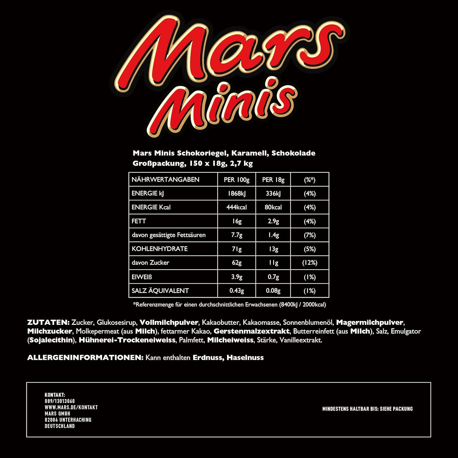 Mars Minis Chokoladebarer | Bulk pakke chokolade | Karamel | 150 x 18 g