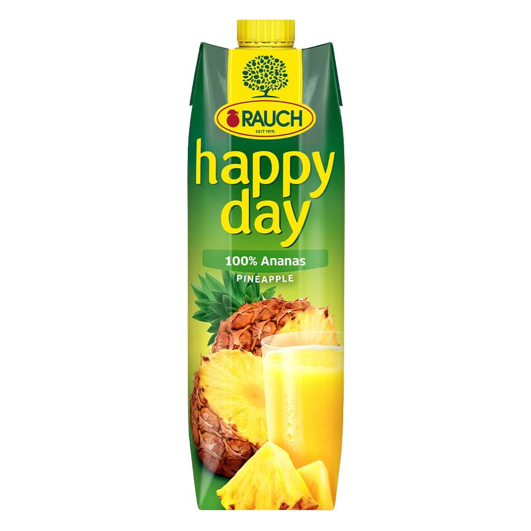 Rauch Happy Day Ananas | Eksplosion af tropiske smage | Fremstillet af 100% koncentreret ananasjuice | 6 x 1 liter, Tetra Prisma Alkoholfri drikkevarer Naty Shop