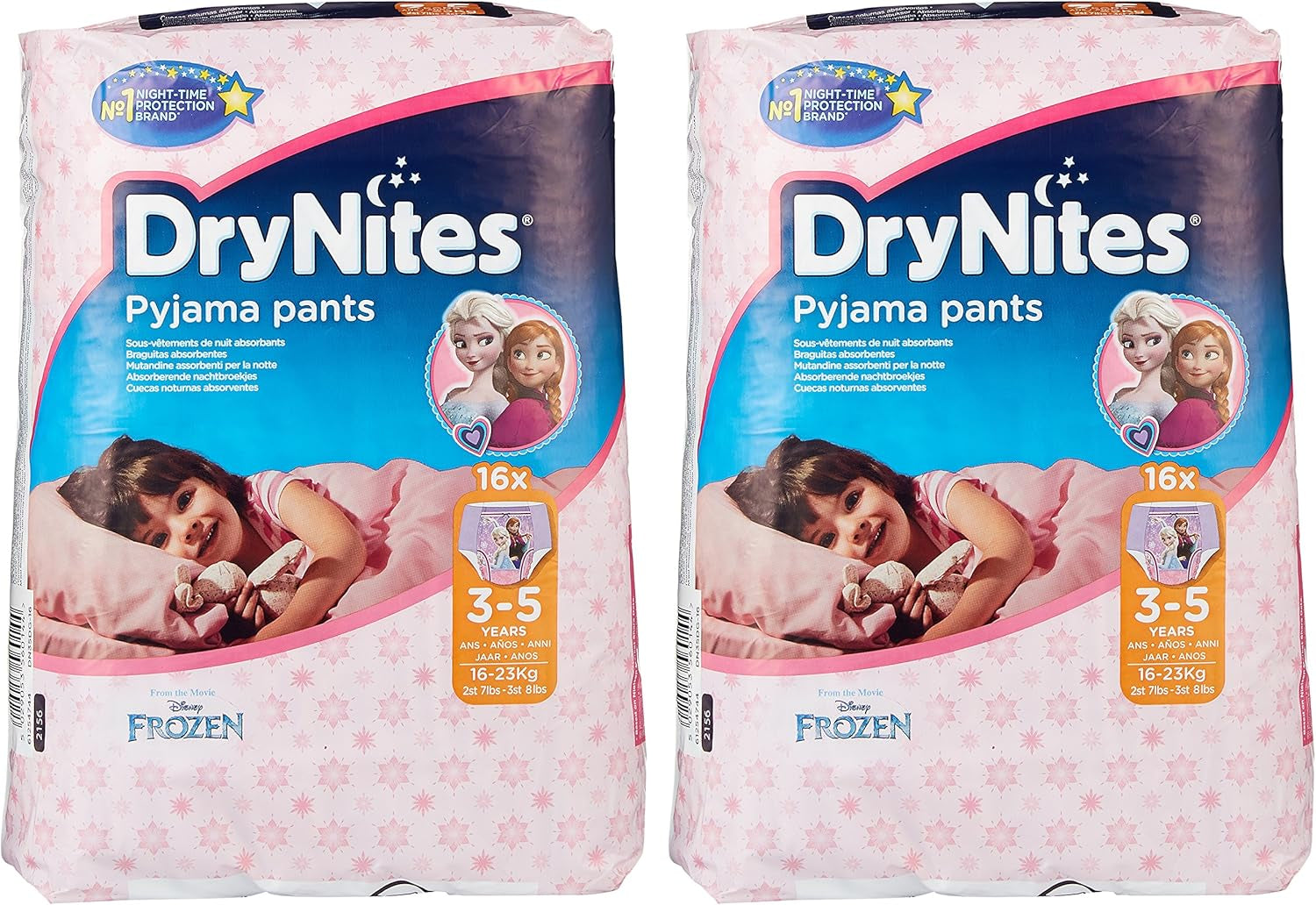 Huggies DryNites Nattøj til piger, 3-5 år (16-23 kg), 2 x 16 stk.