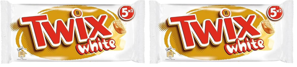 Twix hvide chokoladebarer; karamel, kiks, hvid chokolade; flere pakker chokolade; 5 barer (5 x 46 g)