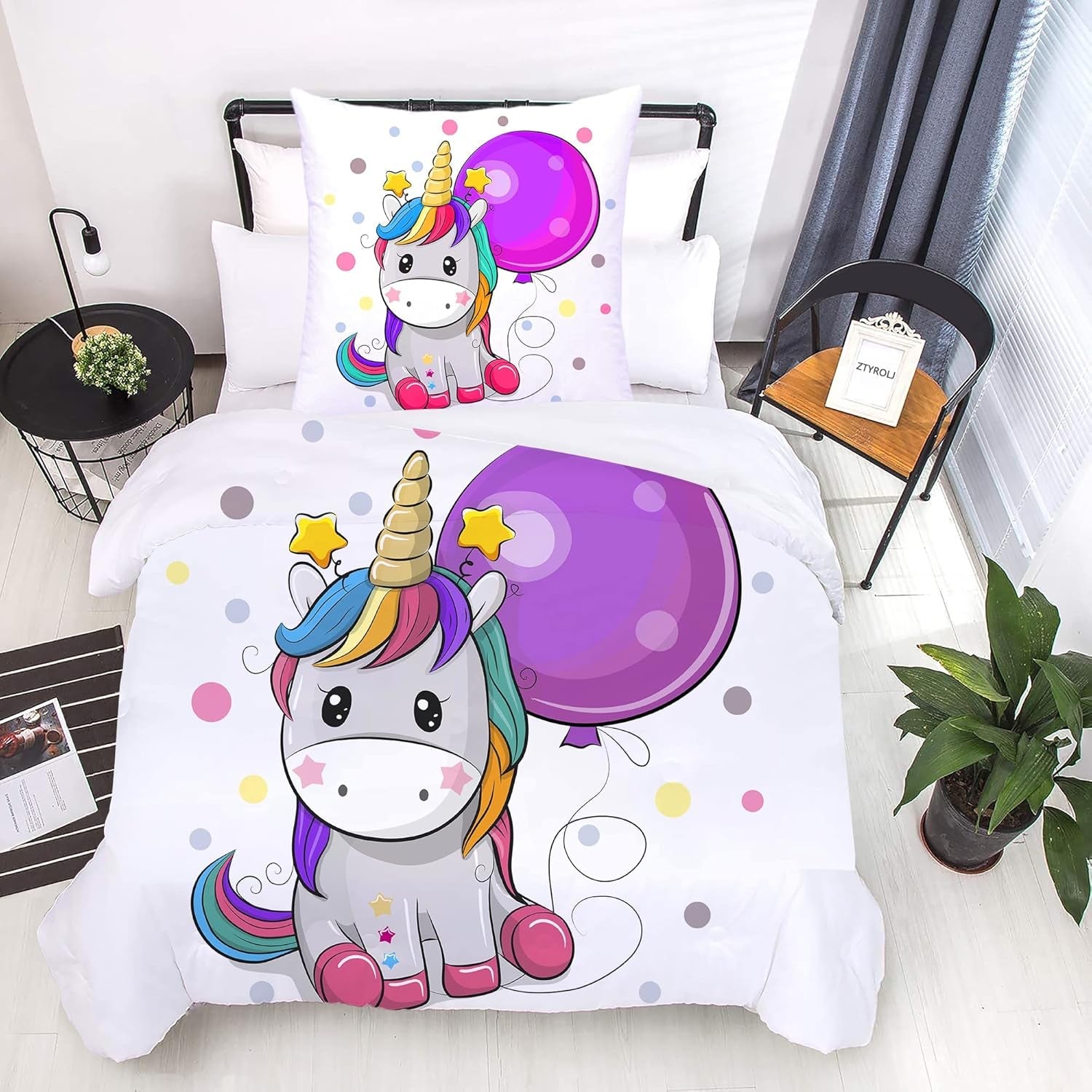 Sengetøj til børn, forskellige størrelser og forskellige animerede figurer Sengetøj - børn Naty Shop Unicorn (model 2) 135X200Cm+80X80Cm