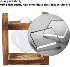 Planteterrarium i træ, hjerteformet bordpladevase, hydroponiske planter i klart glas til udsmykning af hjemmet, hydroponisk blomsterdekoration til kontor, stue, køkken (A)