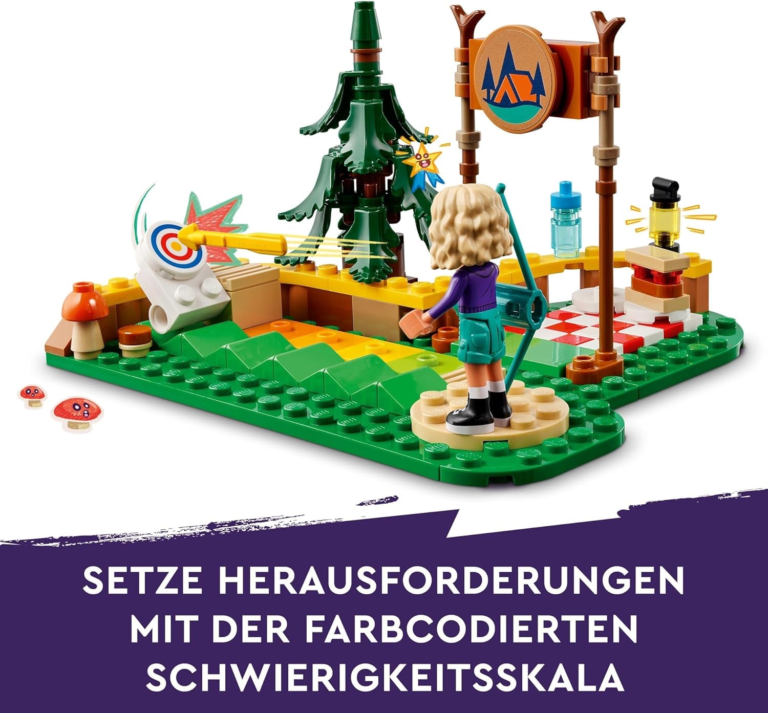 LEGO Friends Bueskydning på Adventure Camp Kids Byggelegetøj med bue og pil, 2 figurer og en vask, til piger og drenge i alderen 6+ 42622 Byggesæt Besuche den LEGO-Store