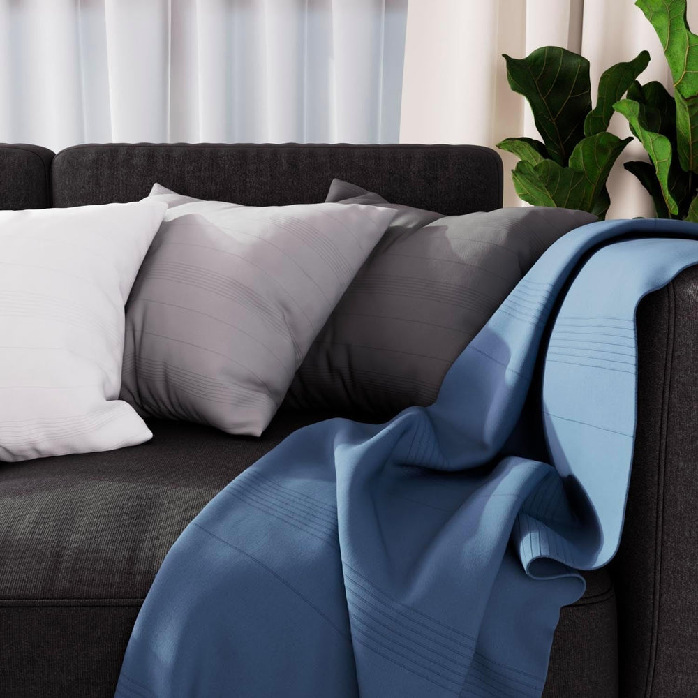 Soleil D'Ocre Adele Plaid, smidt fra lænestolen, Polycoton, Grå, 140 X 200 Cm Senge og tæpper Besuche den Soleil d'ocre-Store Blå 140 X 200 Cm