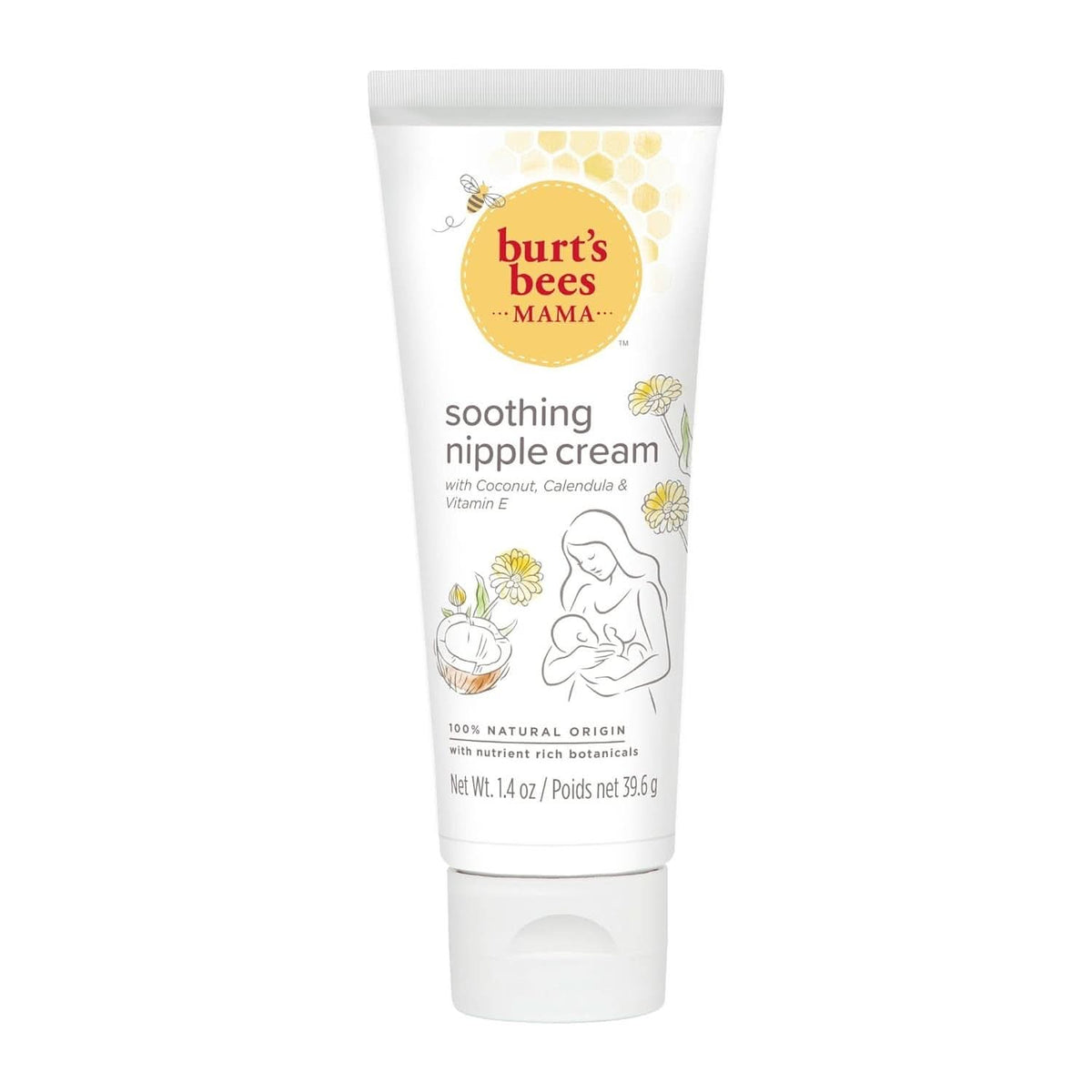Burt'S Bees® Mama beroligende brystvortecreme med kokosnød, calendula og E-vitamin, 100 % naturligt, 1,4 ounce tilbehør Mad og amning Baby Naty Shop