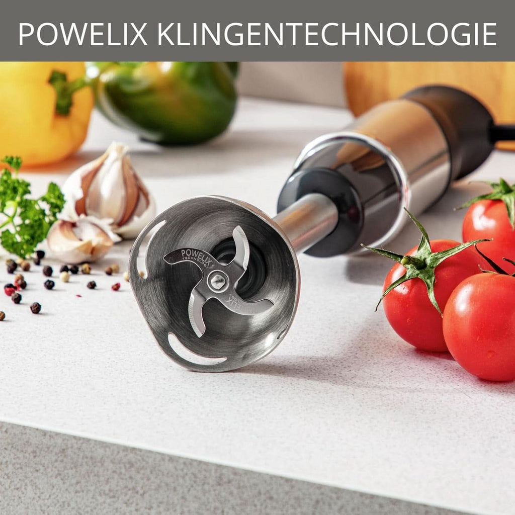 Krups Perfect Mix Stabmixer HZ6568 | Blender | 1000 Watt | Edelstahlfuß | 4 Extra Scharfe Messer | Powelix Technologie | Schneebesen | 500 Ml Zerkleinerer | 800 Ml Messbecher | Schwarz/Silber Bucatarie Naty Shop