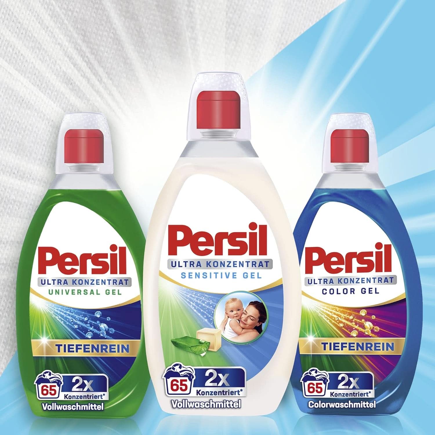 Persil Ultra Concentrate Sensitive Gel (130 vaske), Flydende vaskemiddel til allergier og babyer i en mindre flaske for mindre plastik, Fjerner vanskelige pletter, Dermatologisk testet Naty Shop Vaskevaskemidler