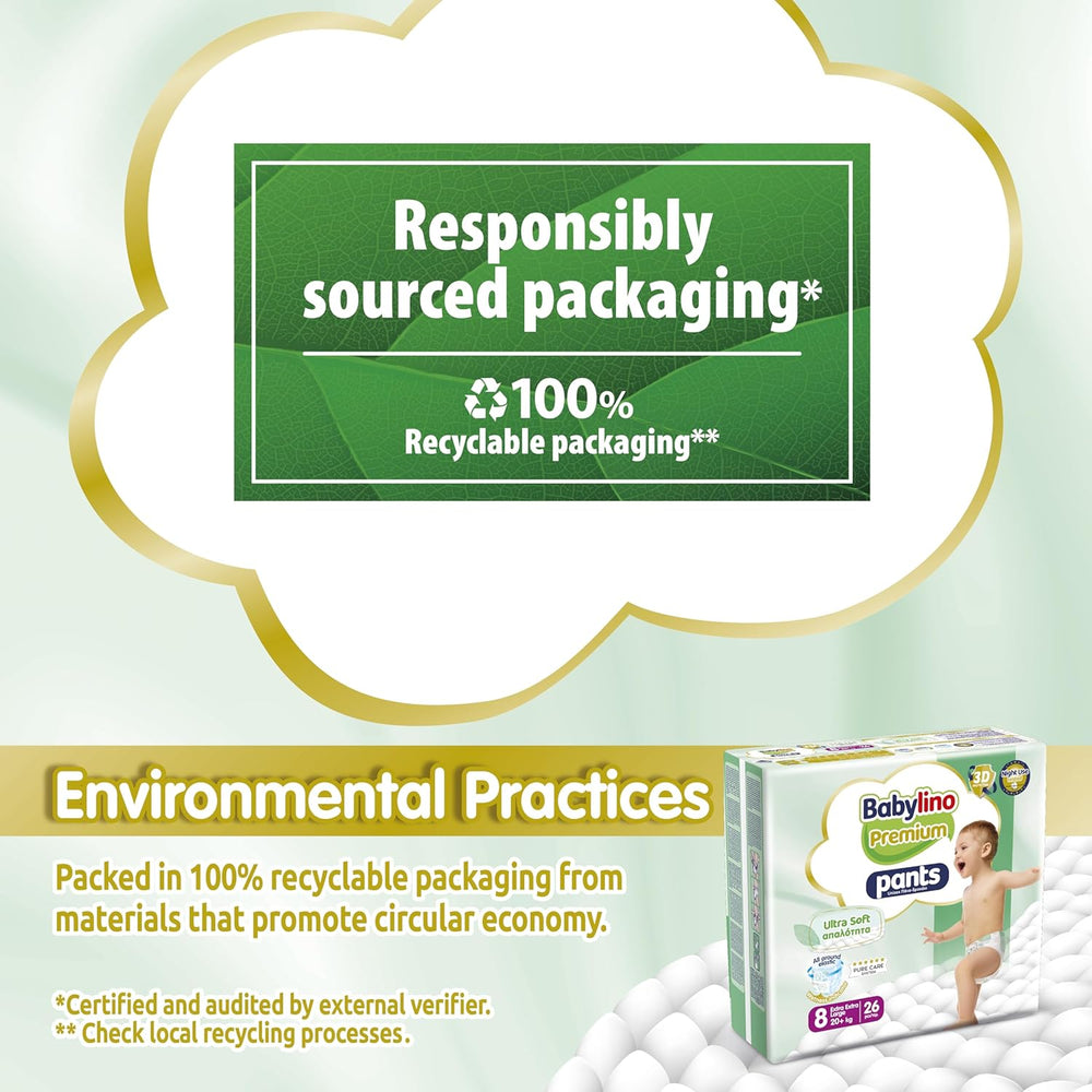 Premium bukser størrelse 8 med ultra-blødt filter, XXL (20+ kg), 104 stk.