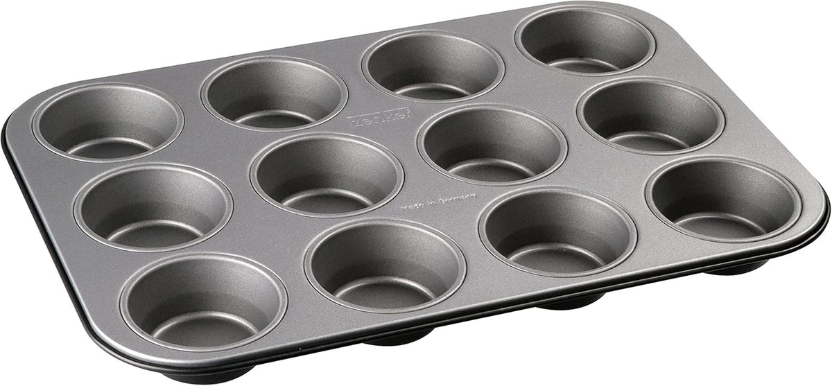 Zenker 12Er Muffinform Energy, Premium-Backform, Für Köstliche Kuchen, Verkürzt Die Backzeit Um Bis Zu 20% (Farbe: Silber/Anthrazit), Menge: 1 Stück, Hellgrau Und Dunkelgrau Forme og bakker til bagning Naty Shop