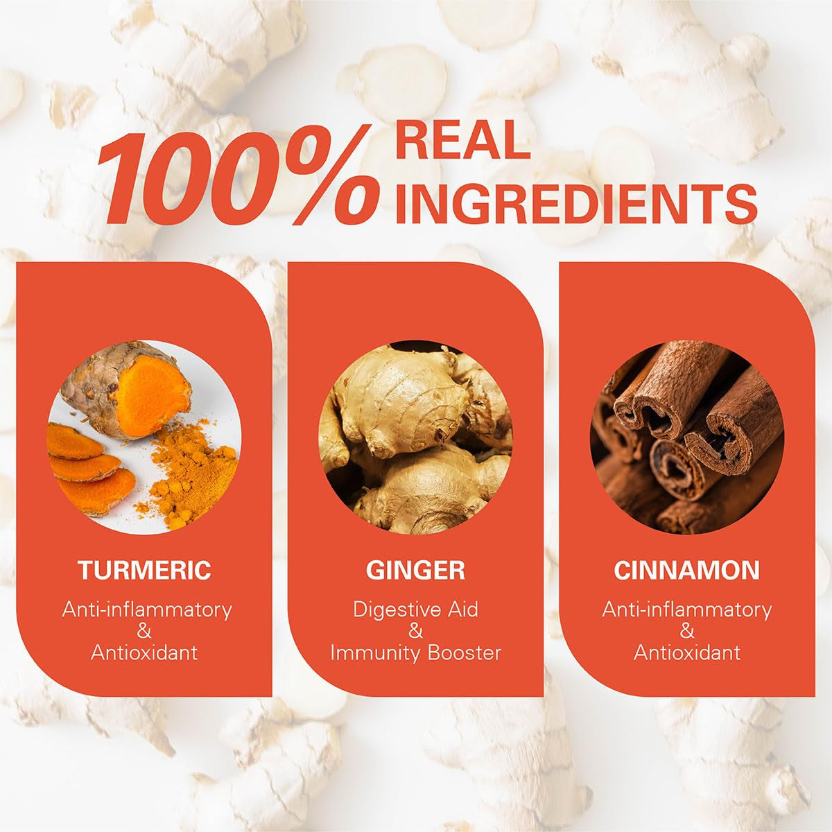 WEETEE Pliculețe de ceai cu turmeric, ghimbir și scorțișoară, 2 g x 100 bucăți Pliculețe de ceai cu turmeric, ghimbir și scorțișoară, ceai cald, picant și ușor dulce cu turmeric și ghimbir, bogat în antioxidanți, ceai cu mirodenii fără cofeină