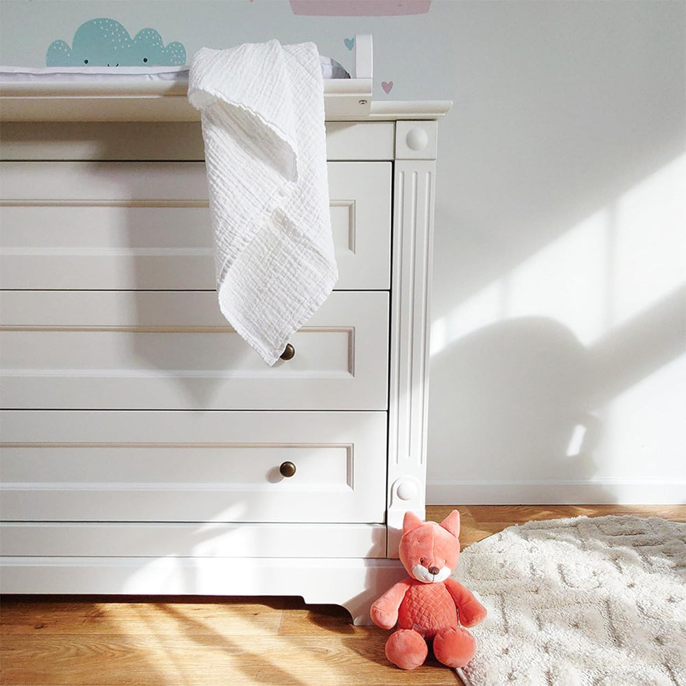 MAKIAN Muslin Squares, Pakke med 10, 80x80 cm, Oeko-TEX® Standard 100 Certified, 10 Premium Burp Cloths - Dobbeltvævede Stof Firkanter / Muslin Squares, Kog resistent - Hvid