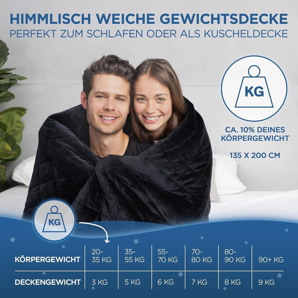 Samthus Vægtet tæppe 135X200Cm 9Kg Sherpa Fleece - Oeko-Tex certificeret - Terapi tæppe og afslapning tæppe - Sov bedre med vores tunge tæppe - Vægtet tæppe - sort Senge og tæpper Besuche den Samthus-Store