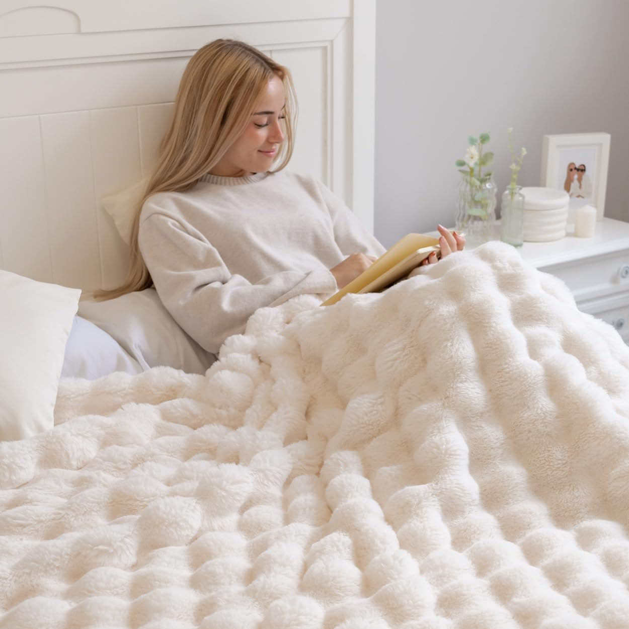 Flamingueo hyggetæppe - termisk tæppe, vægtetæppe, polyester, sofatæppe, værelsesindretning, fleecetæppe, varme, senge, tæppe, vintertæppe Senge og tæpper Besuche den Flamingueo-Store