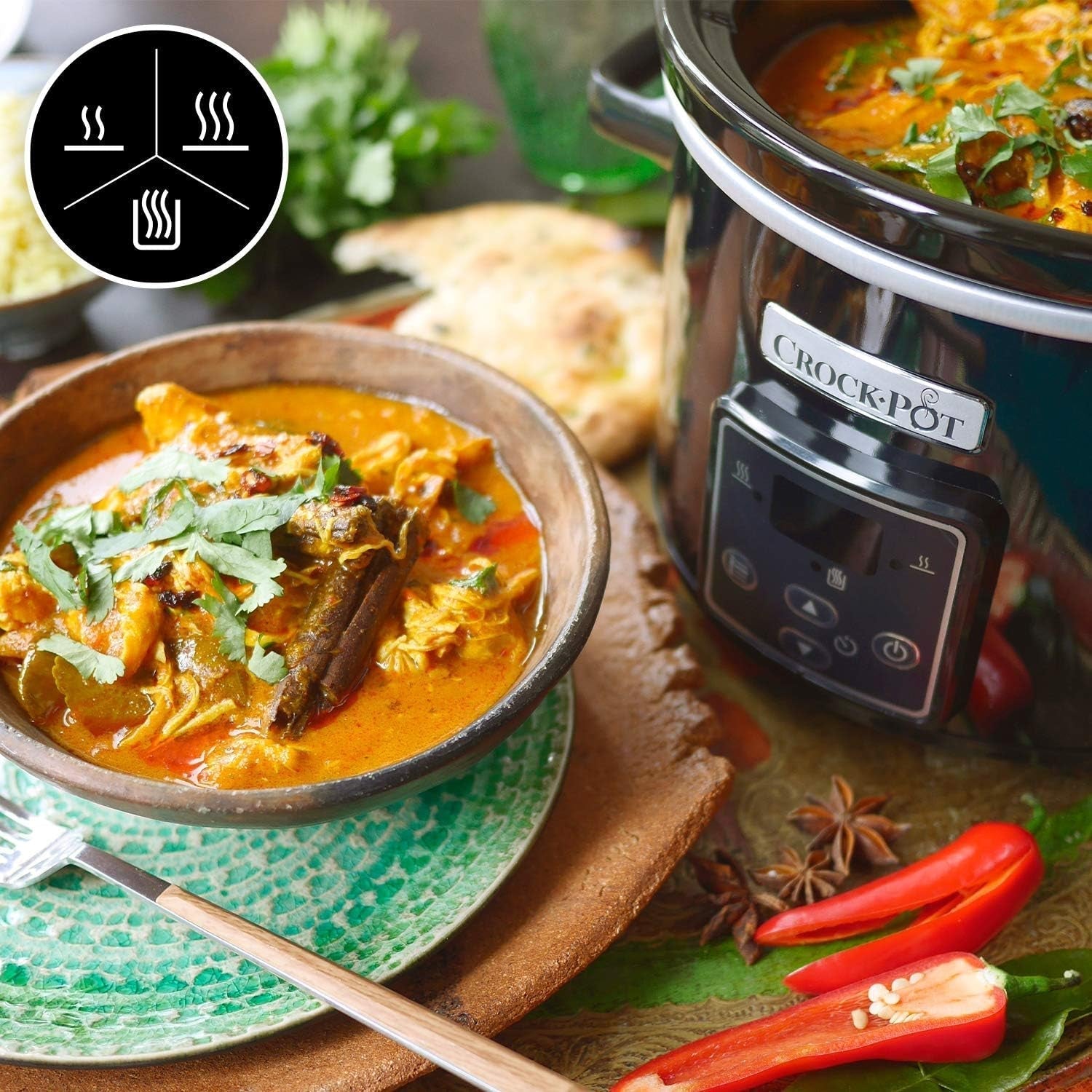 Slow cooker digital Crockpot, holde varm funktion, 2,4 liter (1-2 personer) Slow Cooker Naty Shop