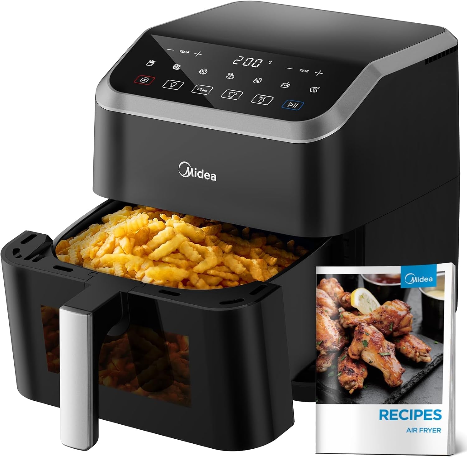 Midea Hot Air Fryer 2L, 1150W Airfryer, oliefri, Hot Air Fryer, Automatisk slukfunktion Hvidevarer Naty Shop 5L