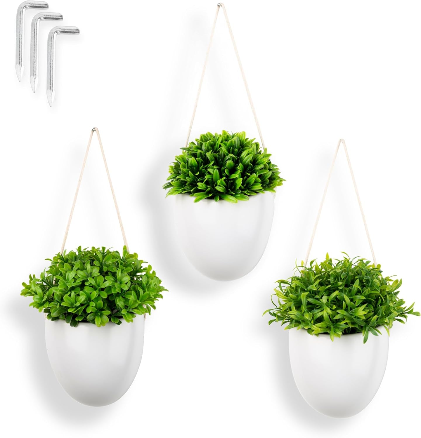 PASCH® 3Er Set Monstera Künstlich (20Cm) in Weißen Keramiktöpfen: Künstliche Pflanzen Wie Echt | Monstera Pflanze Künstlich | Kunstpflanze Hängend Im Topf | Hängepflanze Künstlich Abgestimmt