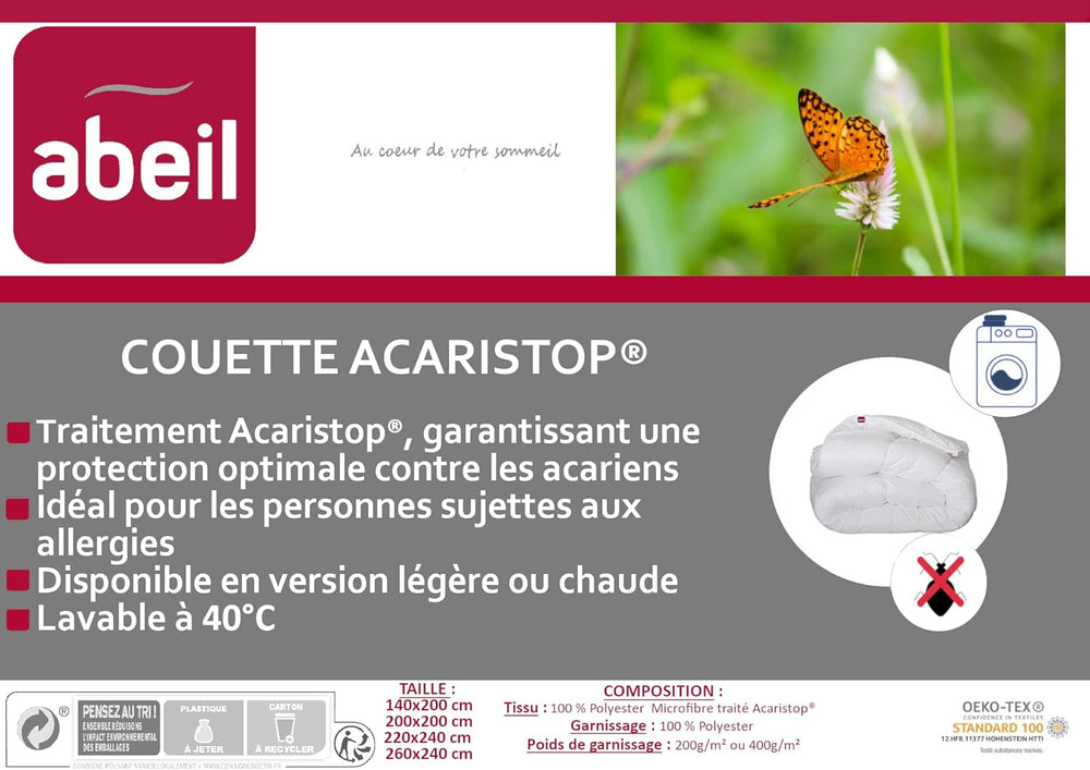 Abeil Dynebetræk Acaristop med antimide- og antibakteriel effekt, polyester, hvid, 140 X 200 cm Dyner og dyner Naty Shop