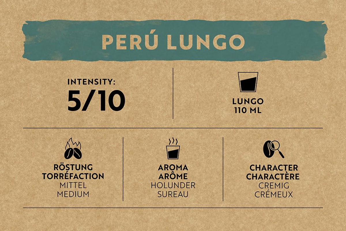 Café Royal Peru Lungo Bio – Nespresso®-kompatible Kaffeekapseln, 100% Arabica aus Peru, cremig, Intensität 5/12, Fairtrade, 100 Kapseln