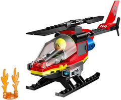 LEGO City Brandvæsen Helikopter, helikopterlegetøj og pilotfigursæt, brandhelikopter til en fantasifuld legeoplevelse, gave til børn, drenge og piger fra 5 år 60411 Byggesæt Besuche den LEGO-Store