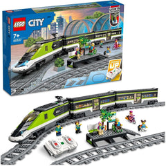 LEGO City Passenger Express Tog, Fjernbetjent togsæt, Jernbanelegetøj med forlygter, 2 vogne og 24 sporelementer, Gave til børn, drenge og piger 60337 Byggesæt Besuche den LEGO-Store Single