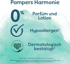 Pampers Babybleer Størrelse 2 (4-8 kg) Harmony, Economy Pack med dobbelt månedlig æske, skånsom hudbeskyttelse og urteingredienser, 408 stykker Mother and Baby Naty Shop