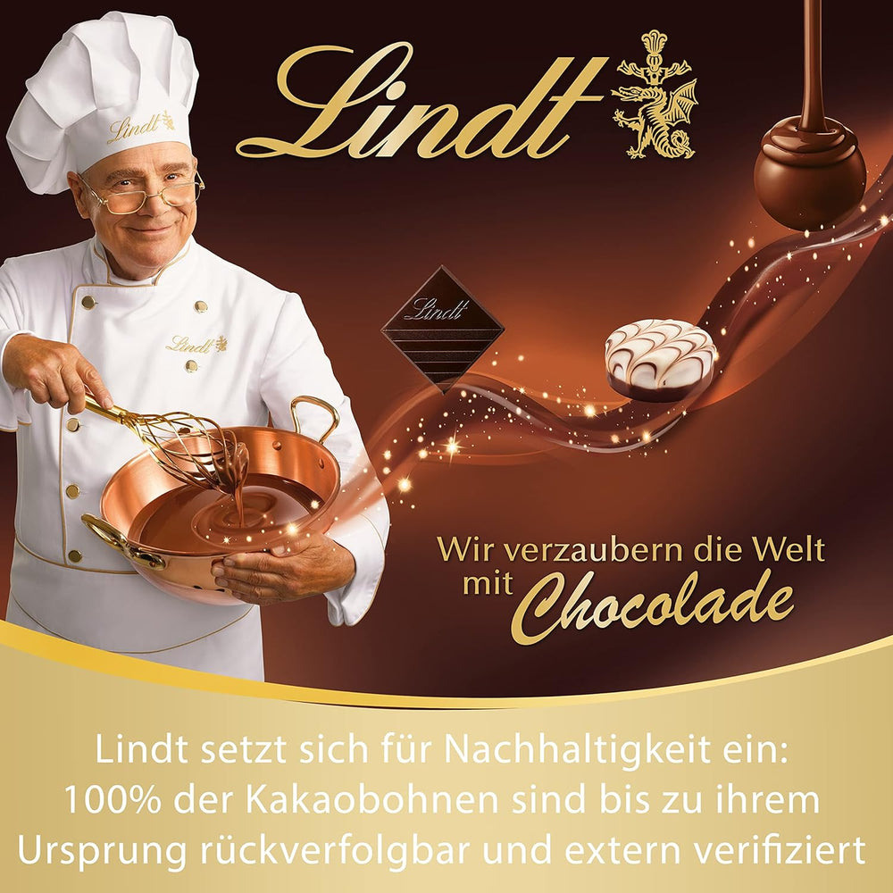 LINDOR chokoladekugler med saltet karamel | ca. 80 mælkechokoladekugler med saltet karamelfyld | Bulk Pack & Marc de Champagne Chokoladekugler | 700 g