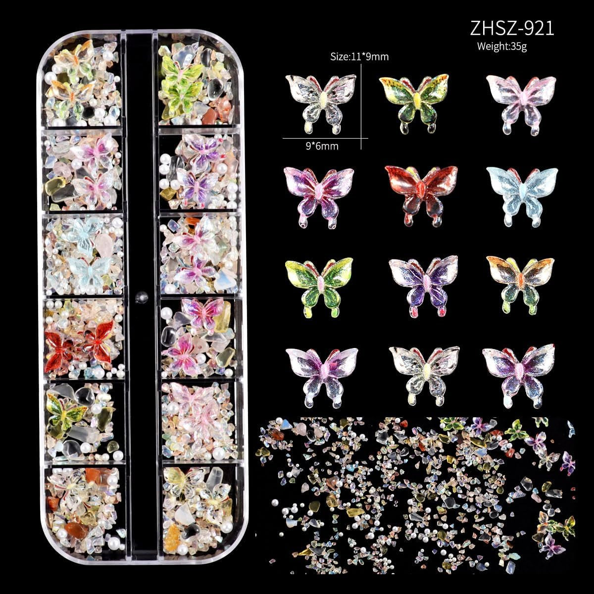 Nail Charms,6 Boxen Gold Silber Nagel Charms 3D Gold Bogen Stern Nail Art Dekoration+6200 Strasssteine Bunt Steine AB Perlen Diamanten,3D Legierung Bow Nail Gems Nagel Deko Für Frauen Nagel (6-A)