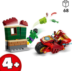 LEGO Marvel Iron Man med cykel og hulk, superheltebyggelegetøj til børn, samlingssæt med cykel og minifigurer, gave til piger og drenge 4 år 76287 Byggesæt Besuche den LEGO-Store