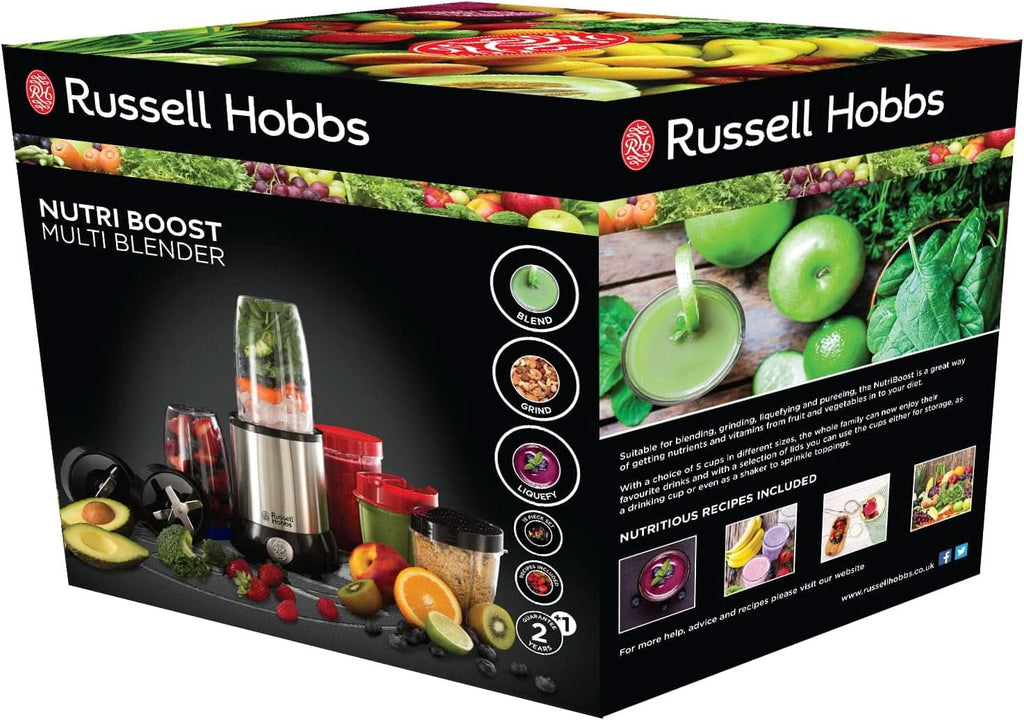 Russell Hobbs Mixer [Multifunktions- Standmixer] Nutriboost (Inkl. 5 Bpa-Freie Und Spülmaschinengeeignete Behälter + Deckel, 22.000 U/Min, 0.9 Ps-Motor) Elektrischer, Smoothie-Maker 23180-56 Bucatarie Naty Shop