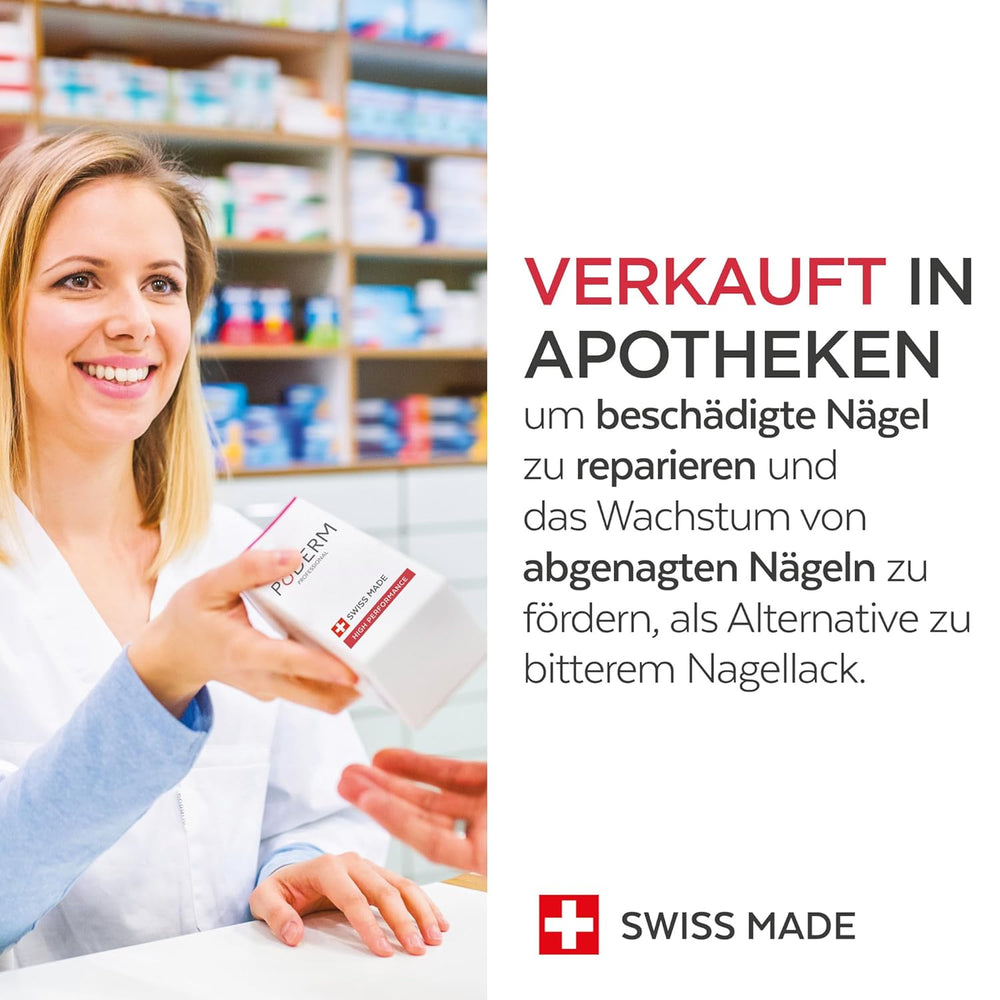 PODERM - STOP NEGLEREDNESS - Alternativ til bitter lak - 100 % naturligt anti-stress plejeserum - Aktiverer vækst - Voksne/Børn - Fremstillet i Schweiz