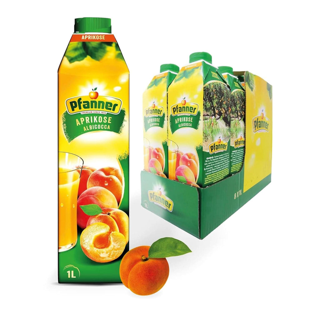 Pfanner Jordbærfrugtnektar (8 X 1 liter) - 30 % frugtindhold - Jordbærdrik