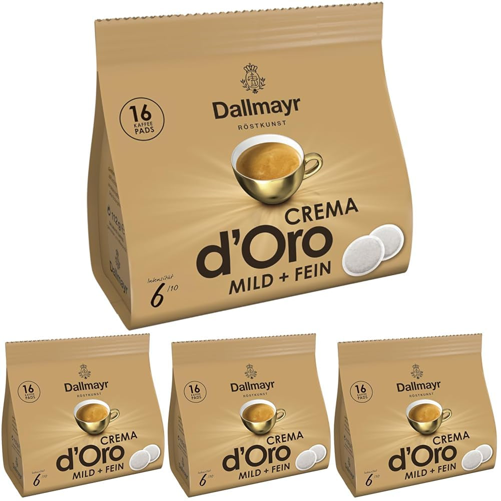 Crema d 'Oro mild & fein Pads (16 Kaffee Pads) (Packung mit 4)