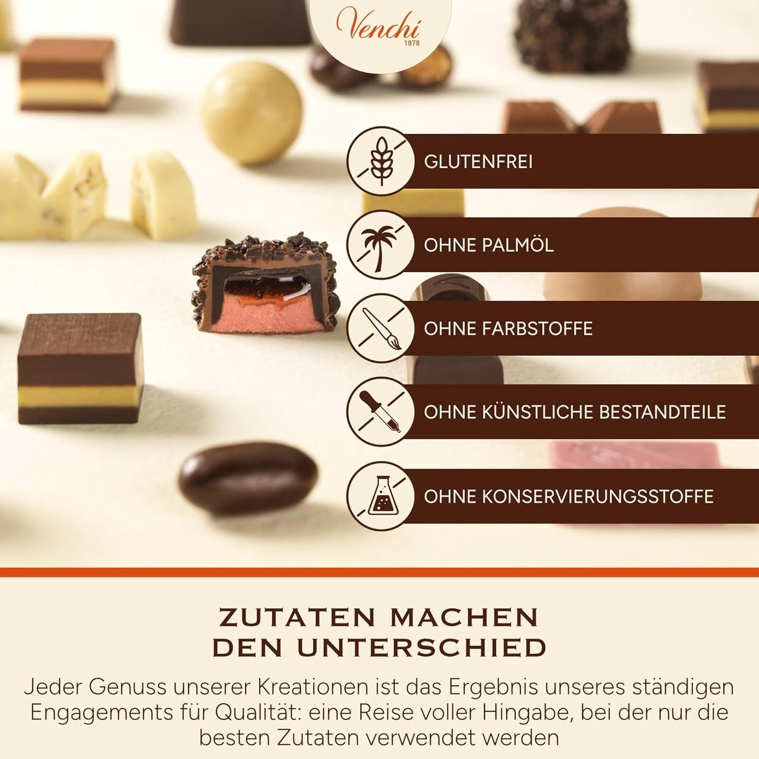 Venchi - Chocoviar terninger 75% - Praliner med "Cuor di Cacao" fyld, ekstra mørk chokolade og Chocoviar granulat 75% - 1 kg bulk pakke - Vegansk - Glutenfri