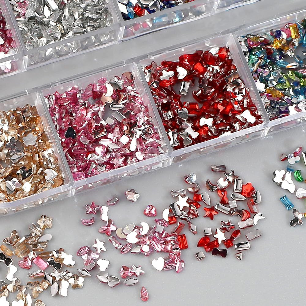 2000Pcs Bunte Strasssteine Nägel Glitzersteine Nail Charms Nailart Edelsteine Nagel Steine Glitzer Steine Nagel Charms Nägel Zubehör Kristalle Diamant Nageldesign Strass Nail Art Rhinestones Nail Gems