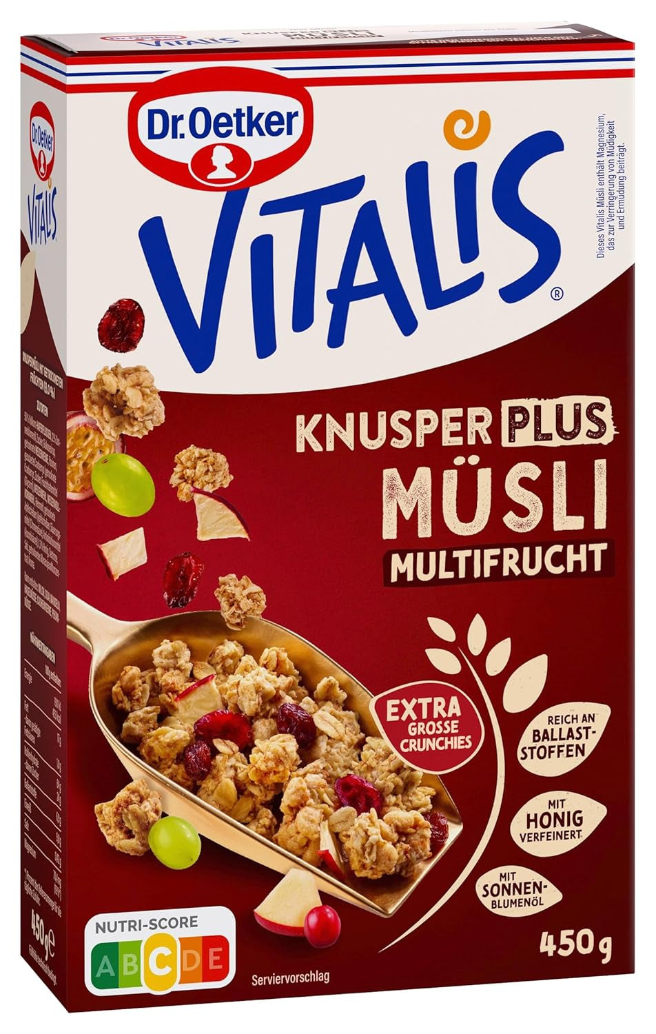 Dr. Oetker Vitalis KnusperPlus Dobbeltchokolade: Sprød müsli med mælk og mørk chokolade, pakke med 7 (7 x 450g)