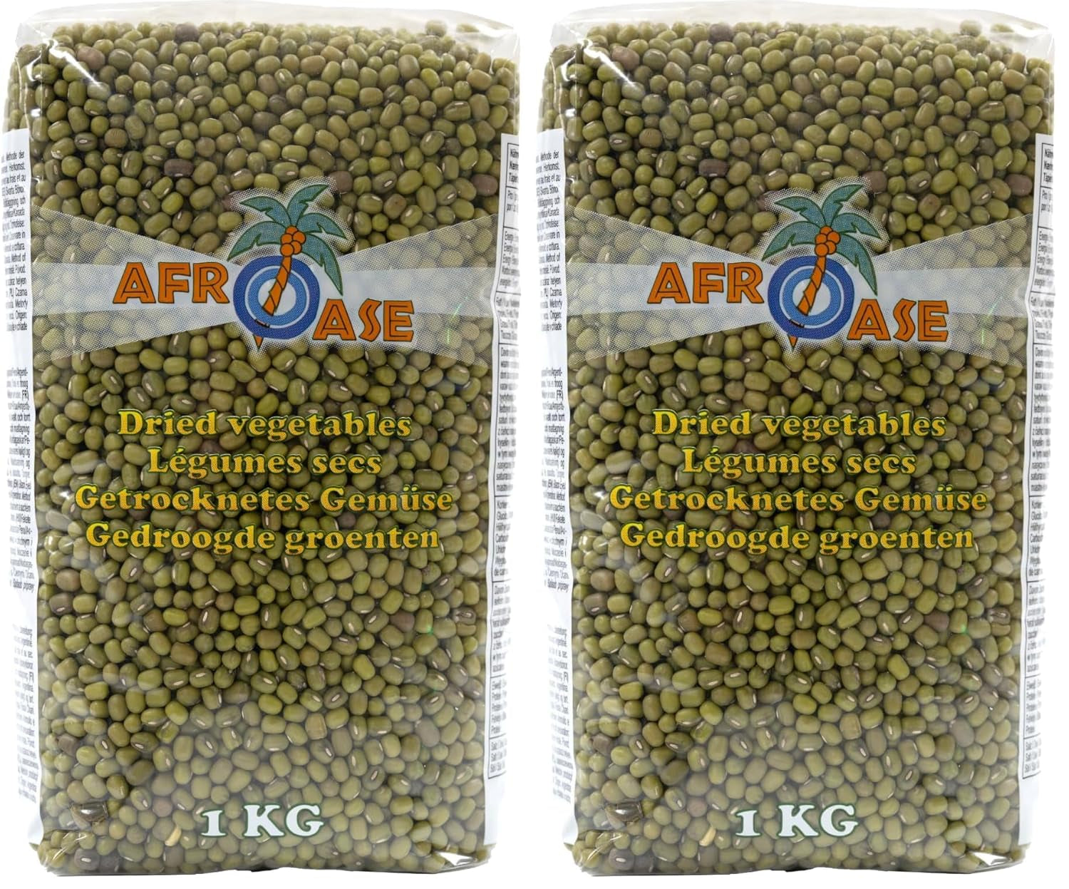 AFROASE - Mung grønne bønner - 1 x 1 kg (pakke med 2)
