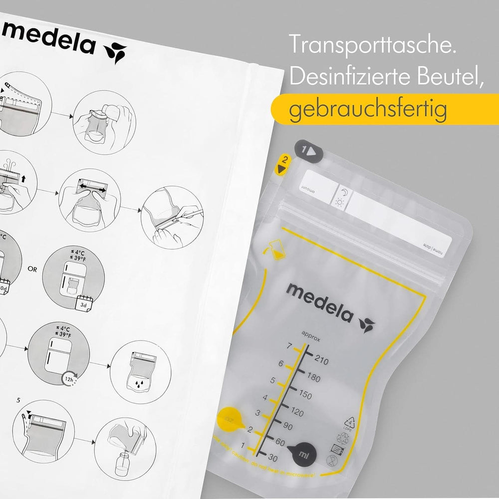 Medela Easy Pour Muttermilchbeutel Zum Einfachen Ausgießen, 100 Stück, 210 Ml, Auslaufsichere Einweg-Muttermilchbeutel Mit Überlaufschutz, Stillhelfer Tilbehør Babymad og amning Naty Shop