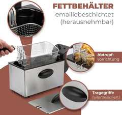 Bomann® oliefrituregryde, 3L kapacitet, Cool Zone Technology og afløb, 2000 W Hvidevarer Naty Shop