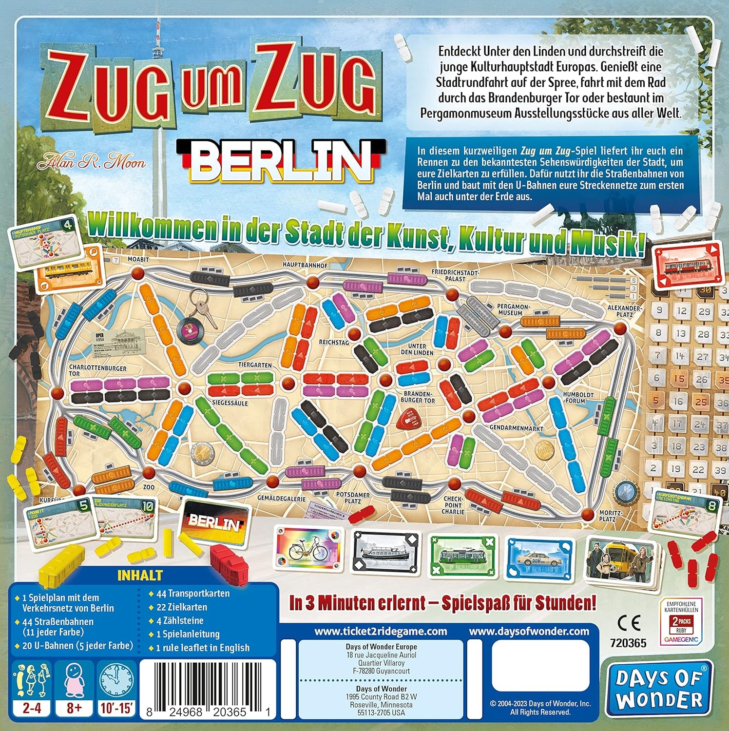 Days of Wonder, Ticket to Ride: Berlin, familiespil, brætspil, 2-4 spillere, i alderen 8+, 10-15 minutter, tysk