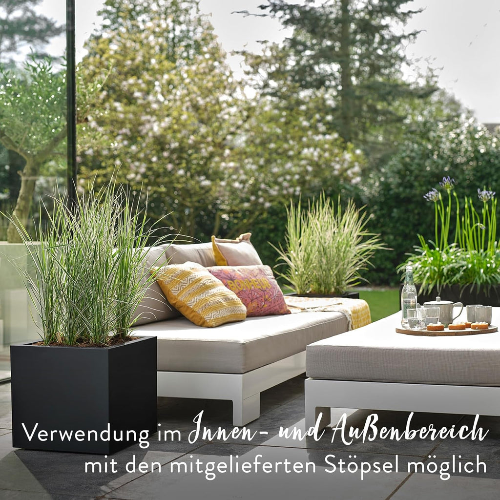 elho Vivo Next Square 30 - Cutie cu flori pentru interior și exterior - 100% plastic reciclat - L 29,5 x Î 29,5 cm - Negru/Negru viu