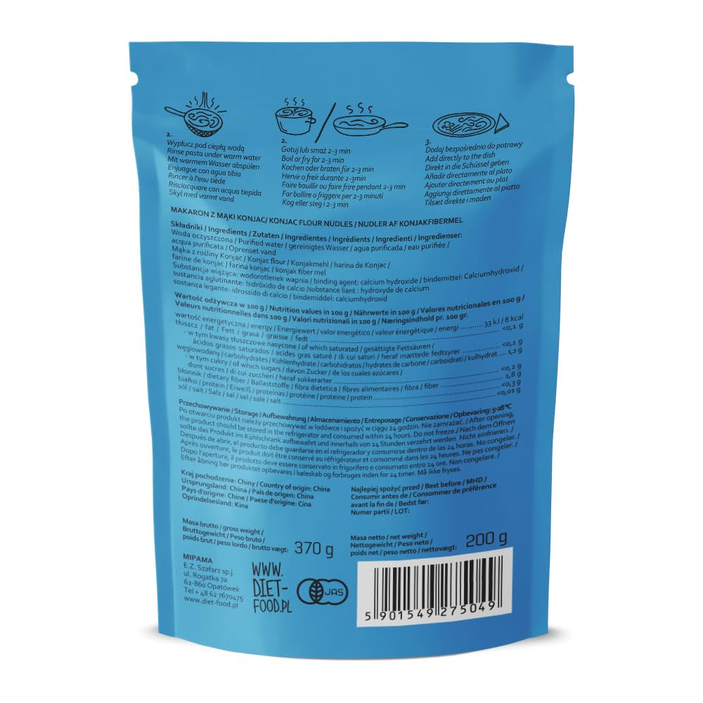 DIET-MAD Instant Shirataki Konjac-ris, lavt kulhydratindhold, lavt kalorieindhold, vegansk, fedtfri, sojafri, glutenfri, keto-venlig, slankende risnudler, 200 gram