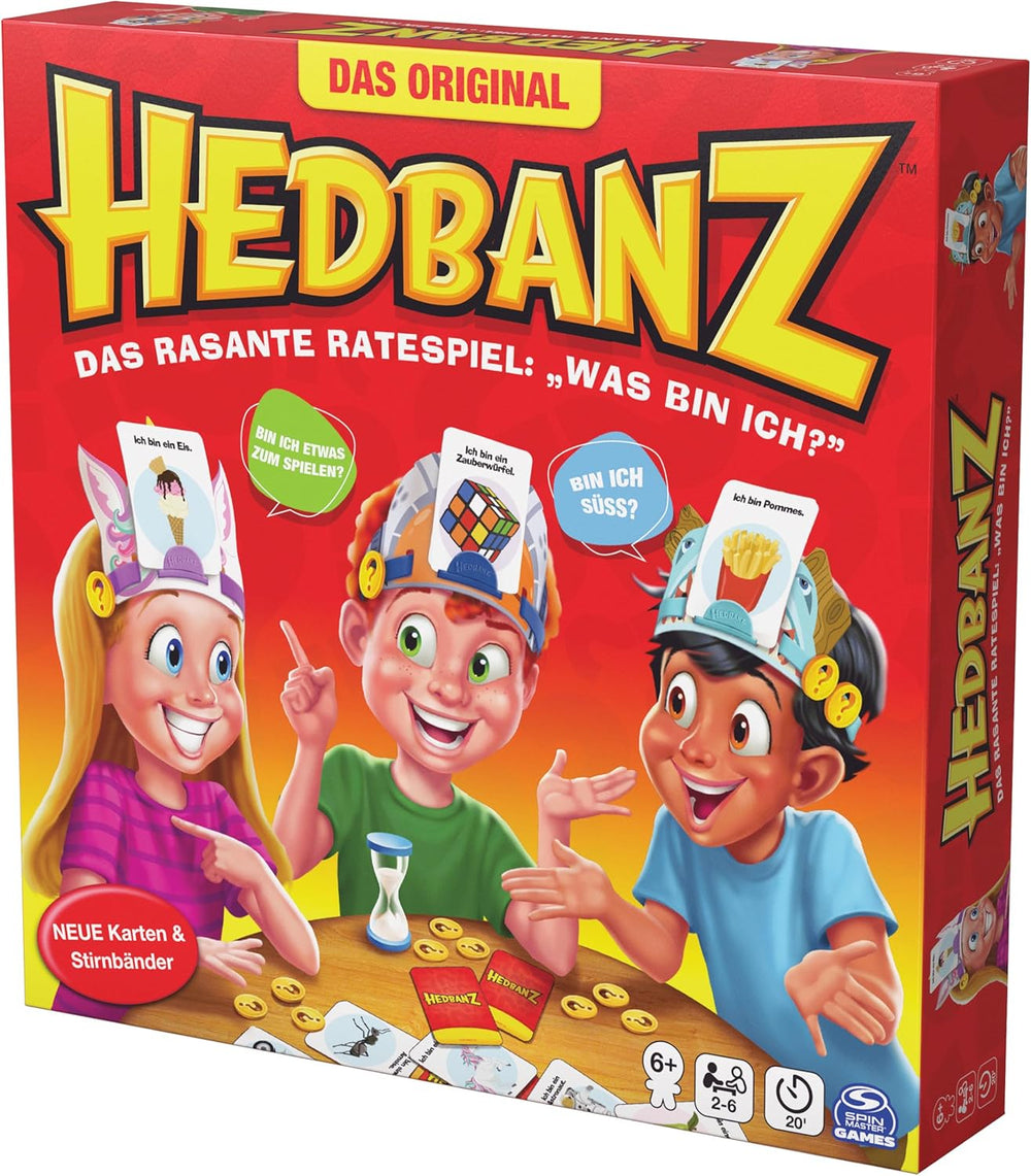 Spin Master Games - Hedbanz, det hurtige gættespil for hele familien, ny udgave (2025) med fantastiske spilkomponenter, for 2-6 spillere fra 6 år og opefter