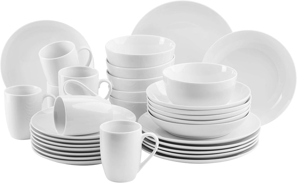 Mäser Barca Geschirr-Set Für 6 Personen, 30-Tlg. Kombiservice, Porzellan, Weiß Seturi vesela masa Naty Shop Kombiservice B 30-Tlg 6 Pers.
